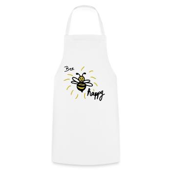 Bee happy - Kochschürze - Weiß - Vorne - AI Model Male 185 dark (185cm)