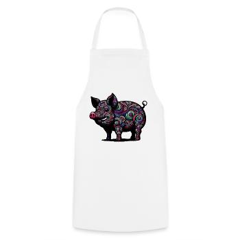 Cochon coloré - Tablier de cuisine - blanc - Devant - AI Model Male 185 dark (185cm)