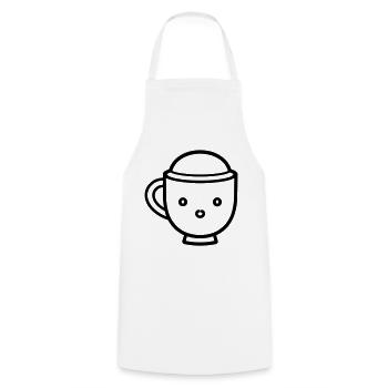 Kaffeebecher - Kochschürze - Weiß - Vorne - AI Model Male 185 dark (185cm)