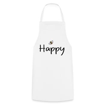 be Happy - Kochschürze - Weiß - Vorne - AI Model Male 185 dark (185cm)