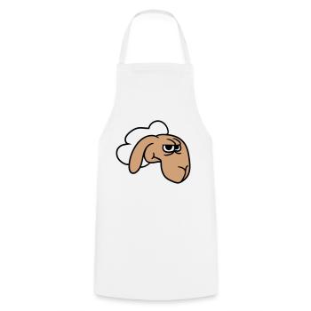 Sheep looks skeptical, critical, suspicious stares - Cooking Apron - white - Front - AI Model Male 185 dark (185cm)