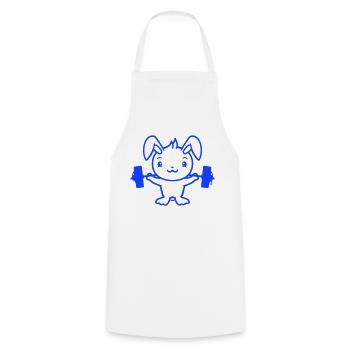 Bunny Bodybuilder Gym Muscles Fort Fitness Poids - Tablier de cuisine - blanc - Devant - AI Model Male 185 dark (185cm)