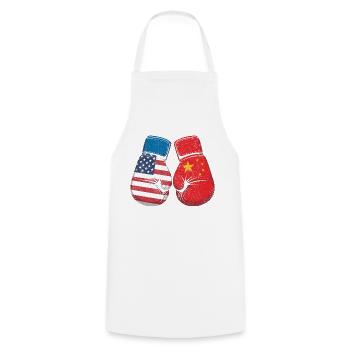 USA vs China - Kochschürze - Weiß - Vorne - AI Model Male 185 dark (185cm)