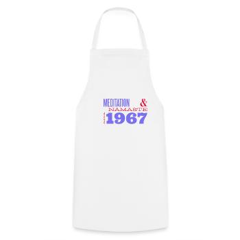 Namaste - Meditating Since 1967 - 58 Years of Zen - Cooking Apron - white - Front - AI Model Male 185 dark (185cm)
