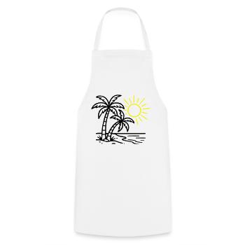 Island Palm Trees Beach - Cooking Apron - white - Front - AI Model Male 185 dark (185cm)