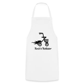 Rock'n'Rollator - Kochschürze - Weiß - Vorne - AI Model Male 185 dark (185cm)