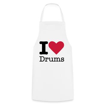 I Love Drums - Cooking Apron - white - Front - AI Model Male 185 dark (185cm)