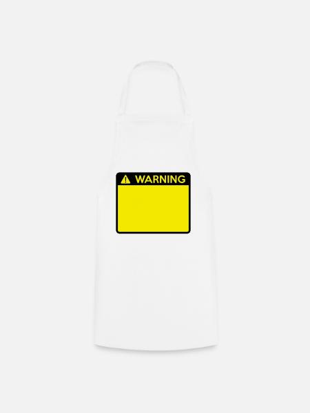 Warning Sign (2 colour) - Cooking Apron - white