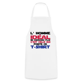 l'homme idéal - Tablier de cuisine - blanc - Devant - AI Model Male 185 dark (185cm)