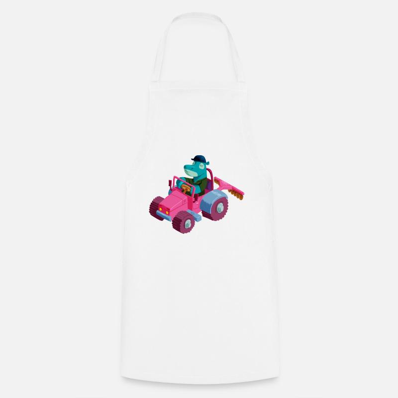 Hippo in a tractor - Cooking Apron - white