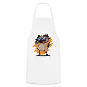 Patriotic Saluting USA Flag Pug - Cooking Apron - white - Front - AI Model Male 185 dark (185cm)