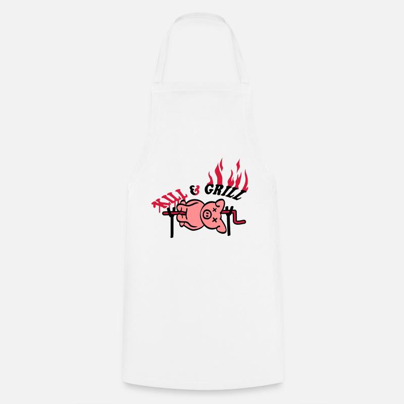 Kill And Grill Pig - Cooking Apron - white