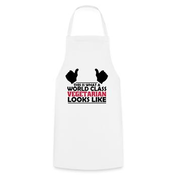 world class vegetarian - Cooking Apron - white - Front - AI Model Male 185 dark (185cm)