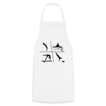 Gymnastics, gymnast - Cooking Apron - white - Front - AI Model Male 185 dark (185cm)