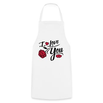 i love you rose - Kochschürze - Weiß - Vorne - AI Model Male 185 dark (185cm)