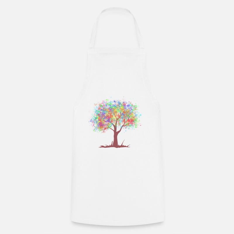 Baum mit Regenbogen Farben Blättern - Kochschürze - Weiß