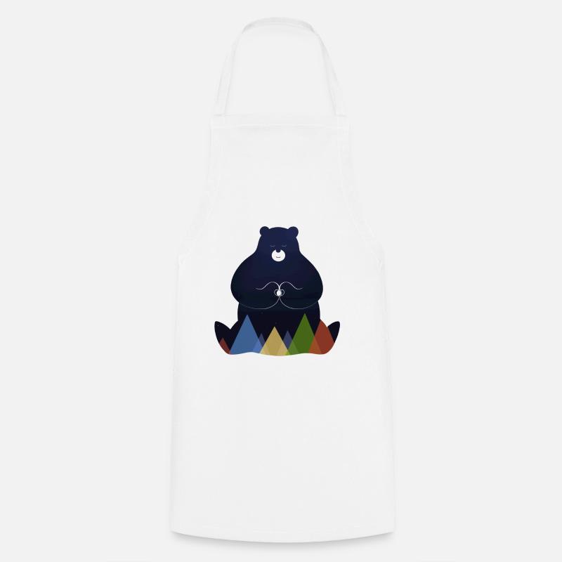 Peaceful bear and moon - Cooking Apron - white