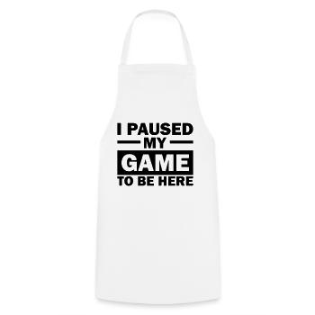 i paused my game to be here - Cooking Apron - white - Front - AI Model Male 185 dark (185cm)