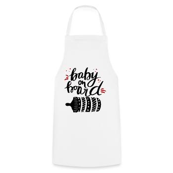 Baby on Board Pregnancy Pregnant - Cooking Apron - white - Front - AI Model Male 185 dark (185cm)