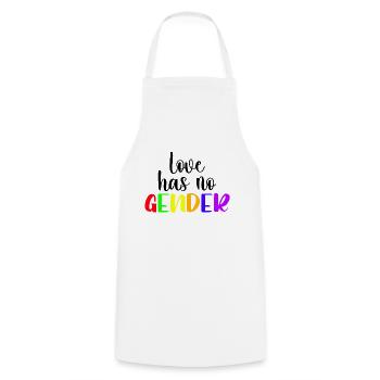 Love Has No Gender LGBTQ Gay Pride Rainbow - Cooking Apron - white - Front - AI Model Male 185 dark (185cm)