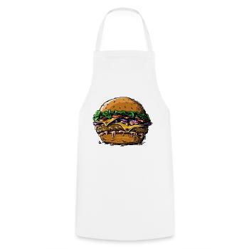 Burger - Kochschürze - Weiß - Vorne - AI Model Male 185 dark (185cm)