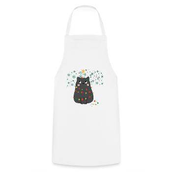 Black Cat Christmas, Miowy Christmas - Kochschürze - Weiß - Vorne - AI Model Male 185 dark (185cm)
