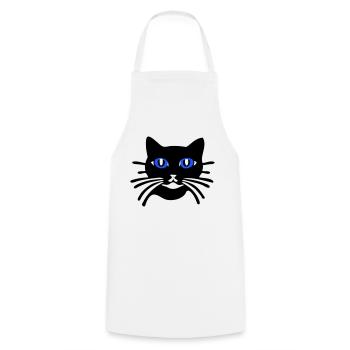 Katze cartoon (Farben personalisierbar) - Kochschürze - Weiß - Vorne - AI Model Male 185 dark (185cm)