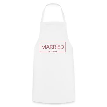 2023 - Cadeau de jour de mariage homme et femme - Tablier de cuisine - blanc - Devant - AI Model Male 185 dark (185cm)
