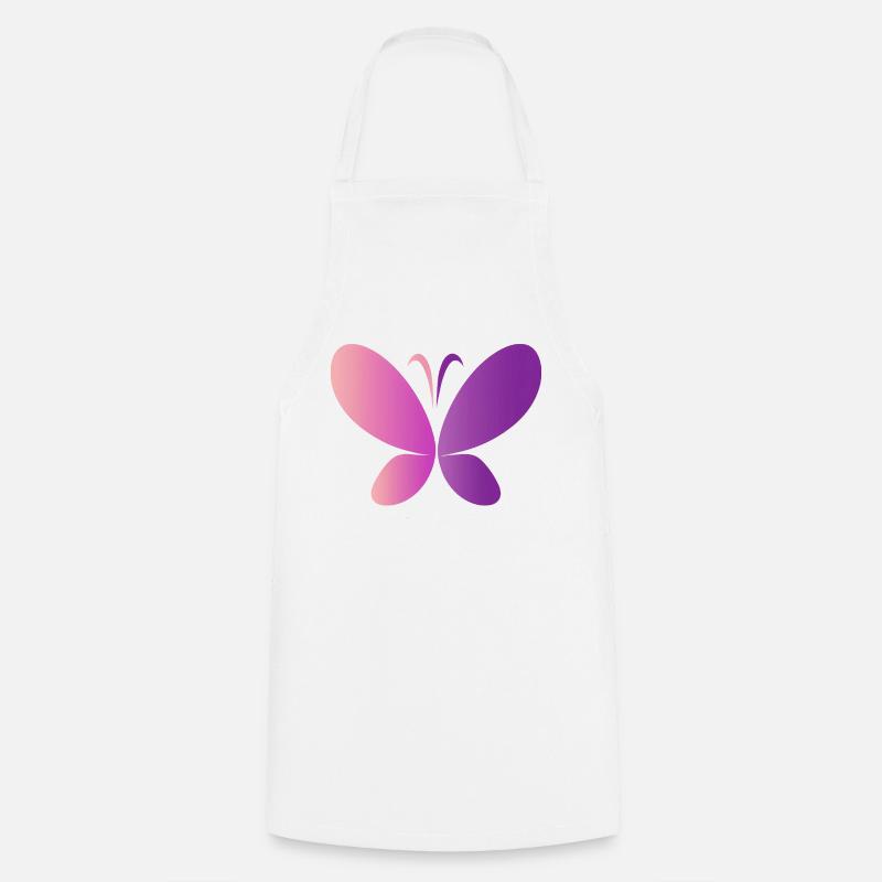 Pinker Schmetterling - Kochschürze - Weiß