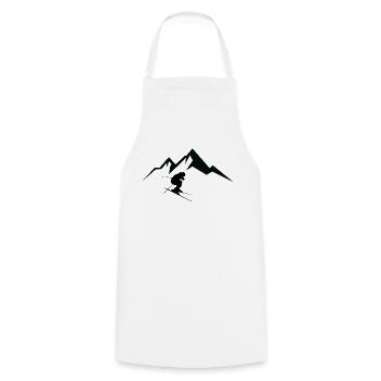 Ski ski ski motif pour skieurs - Tablier de cuisine - blanc - Devant - AI Model Male 185 dark (185cm)