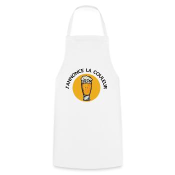 annonce couleur orange biere binouse mousse chope - Tablier de cuisine - blanc - Devant - AI Model Male 185 dark (185cm)