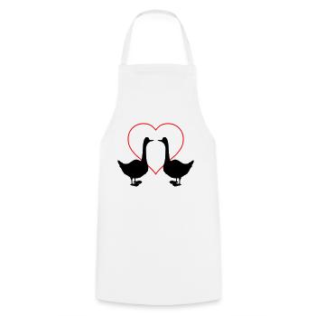 Goose Love 2 - Cooking Apron - white - Front - AI Model Male 185 dark (185cm)
