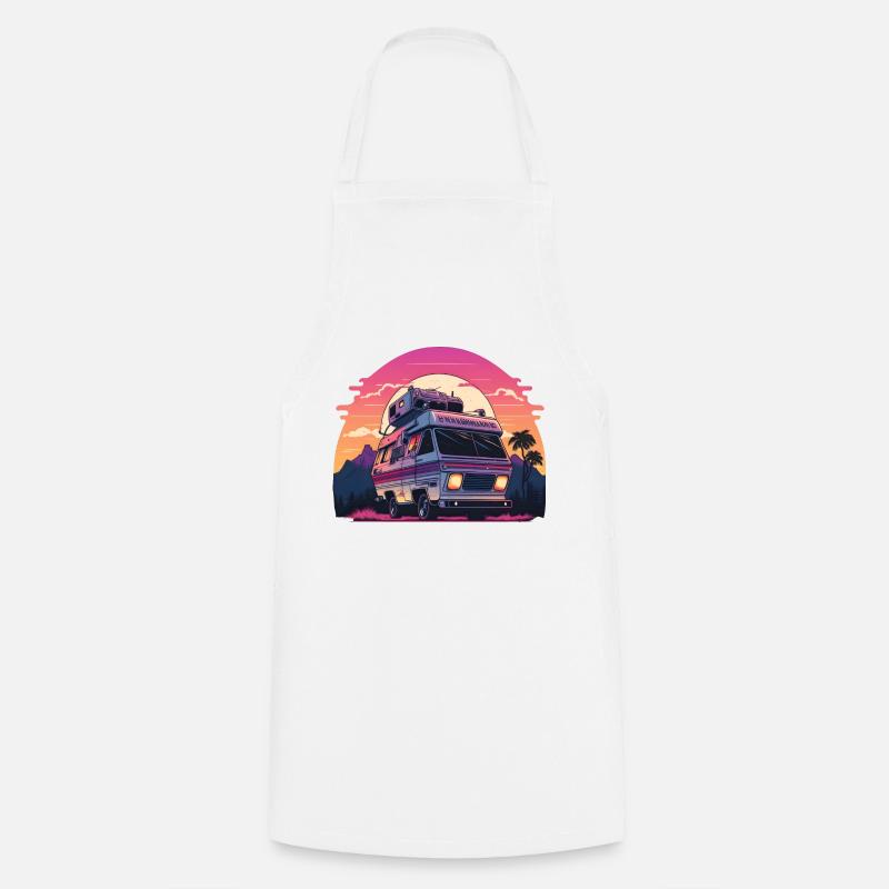 Synthwave Camper sunset - Kochschürze - Weiß