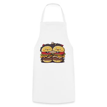 Burger Kekse Trio - Kochschürze - Weiß - Vorne - AI Model Male 185 dark (185cm)