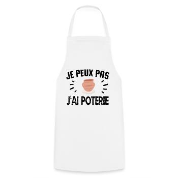 je peux pas j'ai poterie - Tablier de cuisine - blanc - Devant - AI Model Male 185 dark (185cm)