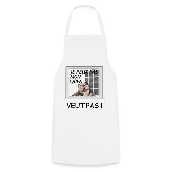 Mon Bouledogue Veut Pas Cadeau Drôle Chien - Tablier de cuisine - blanc - Devant - AI Model Male 185 dark (185cm)