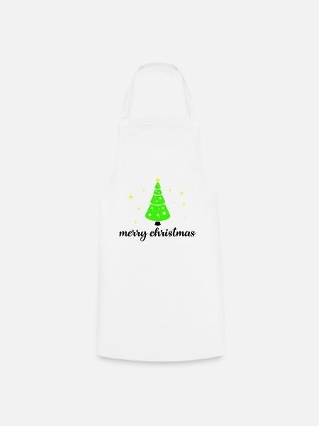 Christmas Tree Merry Christmas - Cooking Apron - white