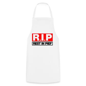 REST IN PIEF (R.I.P.) - Cooking Apron - white - Front - AI Model Male 185 dark (185cm)