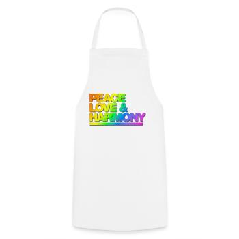 Typo Peace Love Harmony Rainbow Shadow - Kochschürze - Weiß - Vorne - AI Model Male 185 dark (185cm)