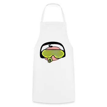 Cool DJ Sucette Bébé Mixer Musique de fête - Tablier de cuisine - blanc - Devant - AI Model Male 185 dark (185cm)