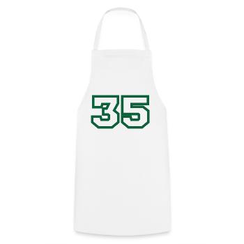 Number 35 green sport - Cooking Apron - white - Front - AI Model Male 185 dark (185cm)
