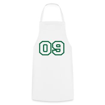 Numéro 9 sport vert - Tablier de cuisine - blanc - Devant - AI Model Male 185 dark (185cm)