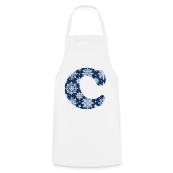 Lettre C Flocons de neige - Tablier de cuisine - blanc - Devant - AI Model Male 185 dark (185cm)