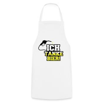ich tanke bier 01 - Kochschürze - Weiß - Vorne - AI Model Male 185 dark (185cm)