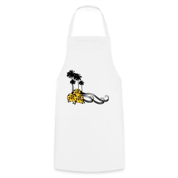 Flower - Palms - Cooking Apron - white - Front - AI Model Male 185 dark (185cm)