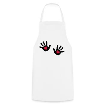 Bébé mains - cœur - Tablier de cuisine - blanc - Devant - AI Model Male 185 dark (185cm)
