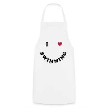 Schwimmen - I love Swimming - Cooking Apron - white - Front - AI Model Male 185 dark (185cm)