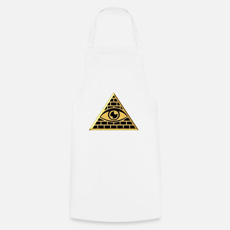Œil qui voit tout dans le triangle - pyramide - Tablier de cuisine - blanc