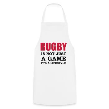 rugby style - Cooking Apron - white - Front - AI Model Male 185 dark (185cm)