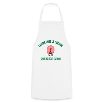cochon - Tablier de cuisine - blanc - Devant - AI Model Male 185 dark (185cm)